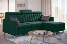Colțar cu funcție de dormit Vario universal - verde catifea Bluvel 78