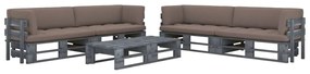 3066993 vidaXL Set mobilier din paleți cu perne, 6 piese, gri, lemn pin tratat