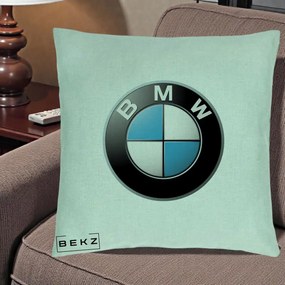 Perna Personalizata cu emblema BMW, 40x40 cm, Verde Menta, Husa Detasabila, Perna Inclusa, BEKZ®
