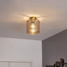 Plafonieră Art Deco din alamă cu sticlă chihlimbar - Laura