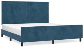 3125651 vidaXL Cadru de pat cu tăblie, albastru închis, 180x200 cm, catifea