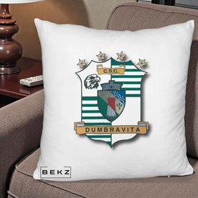Perna Personalizata CSC Dumbravita Fotbal, 40x40 cm, Alb Pufos, Husa Detasabila, Perna Inclusa, BEKZ®