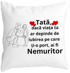 Perna Decorativa pentru Tata 3,40x40 cm, Alba, Mata, Husa Detasabila, Burduf