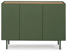 Comodă verde joasă cu aspect de lemn de stejar 110x85 cm Arista – Teulat