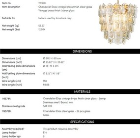 Candelabru LUX, Otel Alama Vintage, Sticla Transparenta, Elias