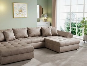 Colțar extensibil dumonde cu ladă de depozitare si sezut confortabil din spuma high-density, Loana U Tobago Silver 355x185 cm