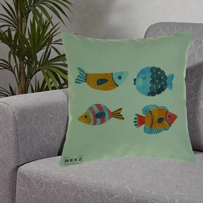 Perna Decorativa Pesti Acuarela, 40x40 cm, Verde, Husa Detasabila, Perna Inclusa, BEKZ®