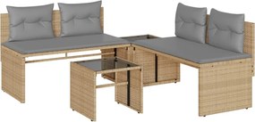 vidaXL Set canapele de grădină, 4 piese, cu perne, bej, poliratan