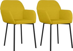 vidaXL Scaune de bucătărie, 2 buc., galben, catifea