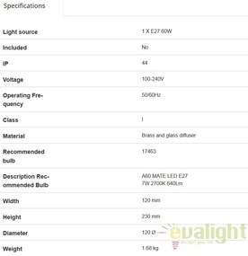 Plafoniera / Lampa de exterior din alama stil clasic MAUREN 70993