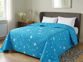 Cuvertura de pat cu model CERUL NOPTII HEXAGON, turcoaz Dimensiune: 170 x 220 cm