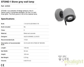 Aplica perete tip spot directionabil STONE-1 gri 43500