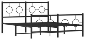 376243 vidaXL Cadru pat metalic cu tăblie de cap/picioare, negru, 135x190 cm