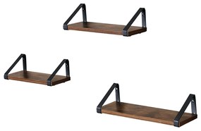 Raft de perete, raft plutitor stil industrial, maro rustic (3 buc)