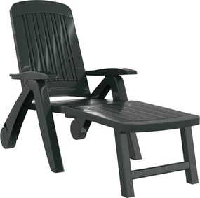 vidaXL Șezlong pliabil, verde, polipropilenă