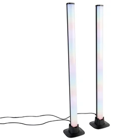 Lampă de masă neagră cu LED inclus, telecomandă și RGB - Arnold