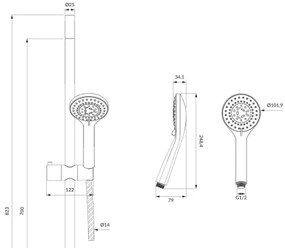 OMNIRES YOSEMITE-SBL - Set de duș YOSEMITE negru mat
