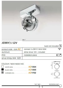Spot aplicat directionabil JERRY 1 12V negru ZZ AZ1365