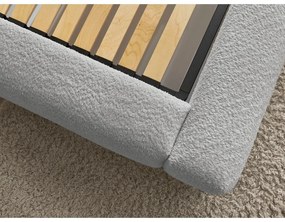 Pat matrimonial gri deschis tapițat cu spațiu de depozitare cu somieră 180x200 cm Orlane – Bobochic Paris