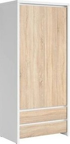 Dulap KASPIAN, stejar sonoma/alb, PAL, cu 2 usi si 2 sertare, 90x56x20