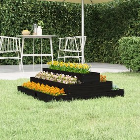 vidaXL Jardinieră, negru, 80x80x27 cm, lemn masiv de pin