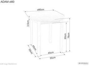 Masa rotunda Adam stejar artizan/negru ø80 cm