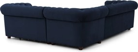 Colțar albastru extensibil cu tapițerie din catifea (cu colț pe partea dreaptă/în formă de ”L”) York Blik – Ropez