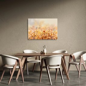 Tablou pe sticlă - Frunze în culori de toamnă, pictură în ulei (70x50 cm)
