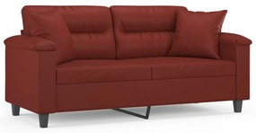 3153303 vidaXL Canapea 2 locuri, perne&pernuțe roșu vin 140 cm piele ecologică