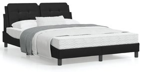 3208177 vidaXL Cadru de pat cu tăblie, negru, 140x190 cm, piele ecologică