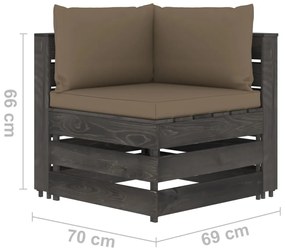 Set mobilier gradina cu perne, 7 piese, gri, lemn tratat taupe and grey, 7