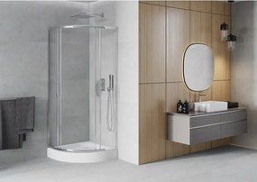 Mexen Rio cabina de duș semicirculară 70 x 70 cm, transparentă, cromată + cadă de duș, albă - 863-070-070-01-00-4710