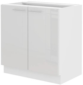 Dulap inferior de bucătărie sub chiuvetă Lavera 80 ZL 2F BB (Alb + Alb lucios). 1032333