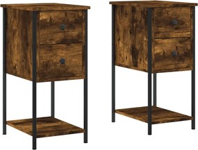 vidaXL Noptiere, 2 buc., stejar fumuriu, 32x42x70 cm, lemn compozit