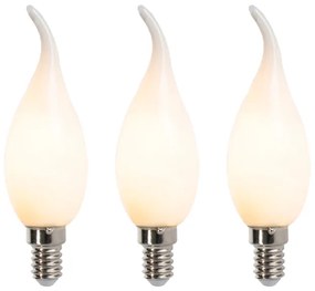 Set de 3 lămpi de lumânări cu LED-uri E14 reglabile cu filament F35 mat 3W