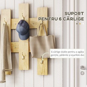 Set pentru Intrare 3 in 1 cu Cuier de Perete HOMCOM, Oglinda si Suport pentru Pantofi cu Banca din Lemn, Culoare Lemn natur si Alb | Aosom Romania