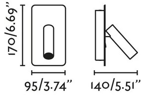 Aplica cu reader LED directionabil stil minimalist SUAU USB C negru