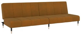 Canapea extensibila 2 locuri, cu taburet, maro, catifea Maro, Cu scaunel pentru picioare