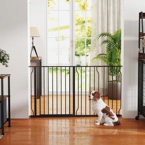 PawHut Barieră de siguranță barieră pentru animal de companie lungime reglabilă dim. 145L x 76H cm negru | Aosom Romania