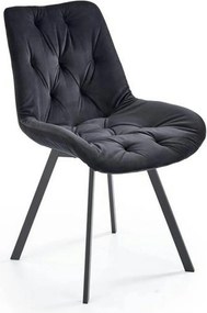 Scaun pivotant K519, negru, stofa catifelata/metal, 54x63x86 cm
