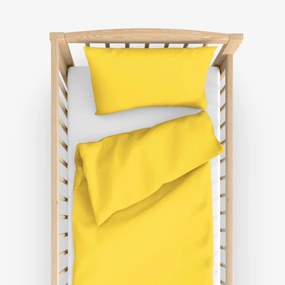 Goldea lenjerie pătuț din 100% bumbac - galben 90 x 130 și 40 x 60 cm
