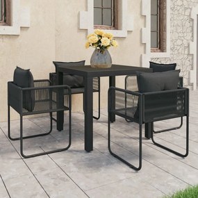 3060101 vidaXL Set mobilier masă de grădină, 5 piese, negru, ratan PVC