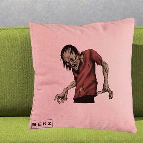 Perna Decorativa Halloween Zombie Infricosator, 40x40 cm, Roz, Husa Detasabila, Perna Inclusa, BEKZ®