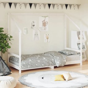 835701 vidaXL Cadru de pat pentru copii, alb, 80x200 cm, lemn masiv de pin