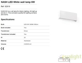 Aplica perete LED moderna cu lumina ambientala up and down NASH 8W 62819