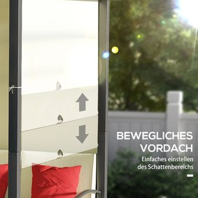 Outsunny Mobilier de Terasa Impletit, Set de Canapele de exterior din Ratan PE cu Pergola copertina plianta, bej | AOSOM RO