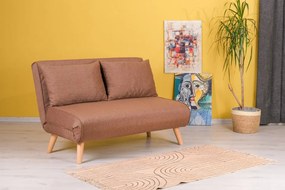 Canapea Extensibila 2 Locuri, Cadru Metalic, Folde, Maro
