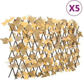vidaXL Spalier frunze arțar false extensibil 5 buc. oranj 180x60 cm