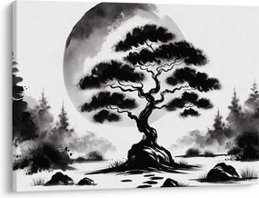 Tablou – Bonsai alb-negru (70x50 cm)