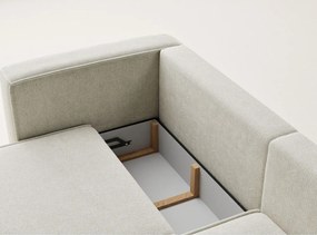 Colțar crem extensibil/cu spațiu de depozitare cu tapițerie din chenille (cu colț pe partea dreaptă/cu șezlong) Velto – Maison de Rêve